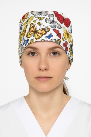 Kelebek Desenli Doktor Hemşire Aşçı Hastane Bonesi Bandana M456