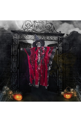 Wezone Korkunç Süs Perisi - Kırmızı Göz Işıklı Ve Sesli Asılı Hayalet Dekorasyonu Kırmızı