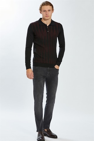Ecer Polo Yaka Slim Fit Siyah-Bordo Erkek Kazak 72322223 Bordo - Siyah
