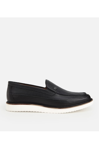 Hotiç Erkek Deri Siyah Delikli Hafif Tabanlı Klasik Loafer