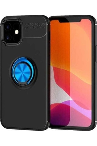 Apple Uyumlu iPhone 12 Kılıf Zore Ravel Silikon Kapak Siyah-Mavi