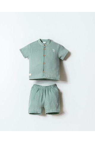 U.S. Polo Assn. Erkek Bebek 2 Li Şort Gömlek Takım Mint-2257 mint