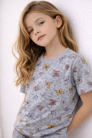 Beka Kids Kız Çocuk Kısa Kollu Ve Şortlu Bisiklet Yaka Rahat Desenli Pijama Takımı Alt-üst Takım Çok Renkli