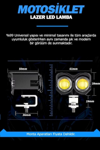 Çift Renk Sarı Beyaz 60 Watt Motosiklet Atv Off Road Led Lamba