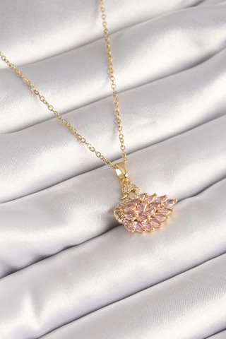 316l Çelik Gold Renk Zincir Pembe Zirkon Taşlı Kuğu Model Kadın Kolye Elk-bjtıeg Çok Renkli 89492658