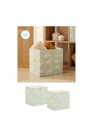 Ocean Home Textile 2'li Çocuk Odası Dinozor Kutu Set 33 X 30 X 33 Cm Mint