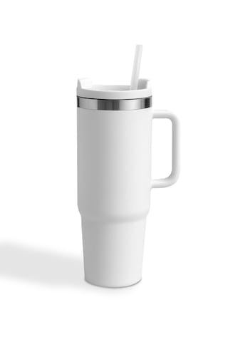 Beyaz Paslanmaz Çelik Termos Pipetli 1200ml Beyaz