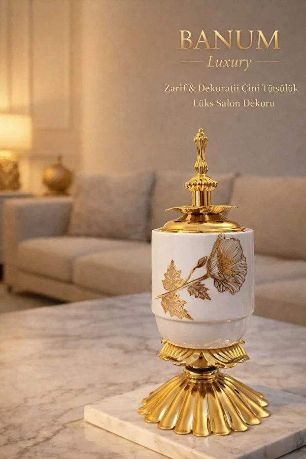 Banum Luxury Lüks Ev Ve Ofis İçin Tasarım Zarif Altın Tonlu Tütsüluk