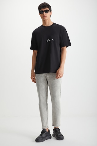 Kravın Erkek %100 Pamuk Bisiklet Yaka Baskılı Siyah T-shirt