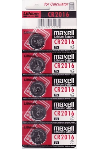 Maxell CR2016 3V Lityum Kartela Düğme Pil 5'li