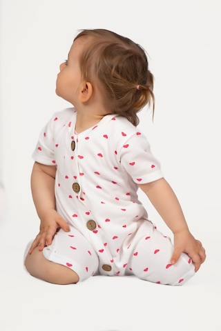 Mai Perla Kısa Kollu Tahta Düğmeli Organik Tulum Bebek Takım Mai032 Çok Renkli
