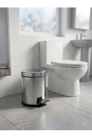 3 Litre Paslanmaz Çelik Pedallı Çöp Kovası - Banyo Ve Mutfak Tipi Metal Çöp Kutusu - Gümüş Çok Renkli