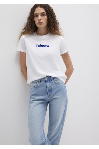 Mavi - Mavi Baskılı Beyaz Tişört 1612242-620 Beyaz