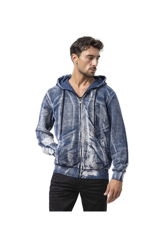 Cipo & Baxx Cl594 Siyah-mavi Tie-dye Desenli Kapüşonlu Sweatshirt Retro Havası Mavi