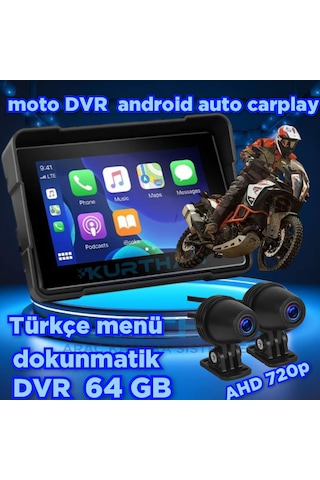 5 İnç Dokunmatik Moto Dvr Carplay Ve Android Auto Türkçe Menü
