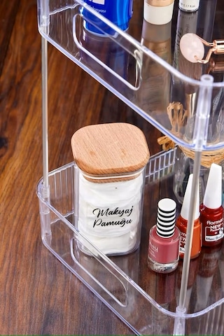 Morponi İki Katlı Organizer- Makyaj Organizeri - Ofis, Banyo Düzenleyici Şeffaf