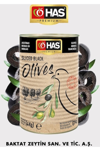 Has Premium Dilimlenmiş Siyah Zeytin 5/1 4 KG Has Premium Dilimlenmiş Siyah Zeytin 5/1 4 KG