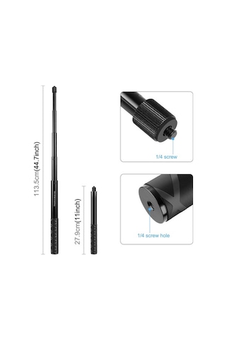 Tongxida Puluz 110cm Metal Selfie Çubuğu Monopod Görünmez Adaptör İle Insta360 One Rs/x2/x3/x4 İçin/