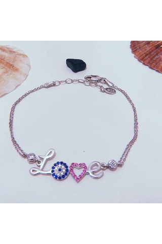 Nazar Boncuklu Love Gümüş Bileklik N11.34154