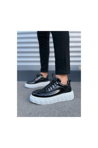 DMR Elegance Jy010 Cloud Bağcıklı Rugan Erkek Günlük Sneaker Ayakkabı Rbt - Siyah