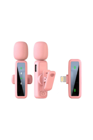 Mivessa Kablosuz Pembe Yaka Mikrofonu 2'li Lightning Uyumlu Telefon Canlı Yayın Röportaj Kayıt
