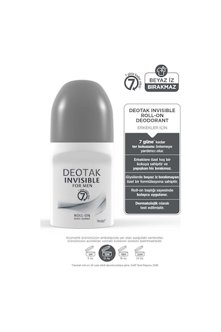 Deotak Invisible Erkek 7 Güne Kadar Etkili Roll-On Deodorant 35 ML x 2 Adet