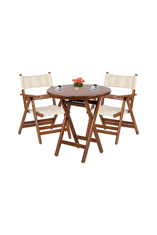 Marmaris Katlanır Ahşap Bahçe Balkon Seti: 90Lık Masa, 2 Sandalye (552891461)