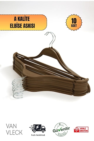 10'lu Siyah, Beyaz, Kahve Plastik Askı Seti Dayanıklı Kıyafet Askıları, Ev Ve Ofis Kullanımı İçin Kahverengi