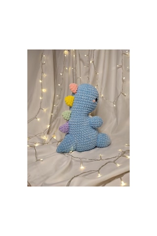 El Yapımı Tek Parça Tığ İşi Peluş: Jumbo Dino Amigurumi Çok Renkli