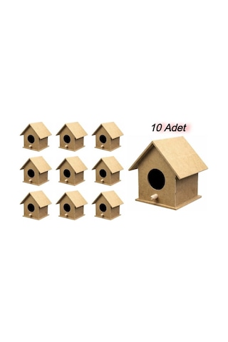 Kuş Evi 10 Adet 10x10x13 Cm Boyanabilir Kuş Yuvasi.