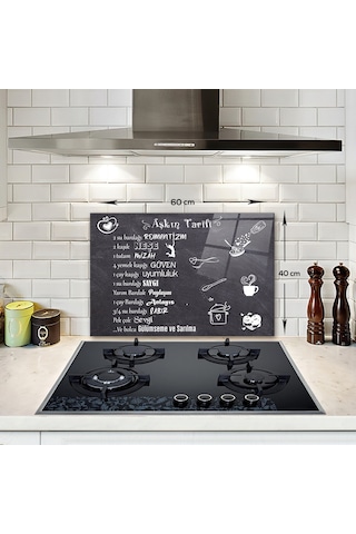Decorita Cam Ocak Arkası Koruyucu | Aşkın Tarifi | 40cm x 60cm