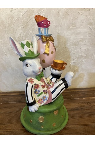 Tavşan Alice Harikalar Diyarında Yumurtalı Obje,biblo