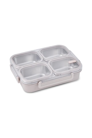 Digithome Bento Taşınabilir 4 Bölmeli Paslanmaz Çelik Yemek Kabı Termosu Lunch Box - Bej