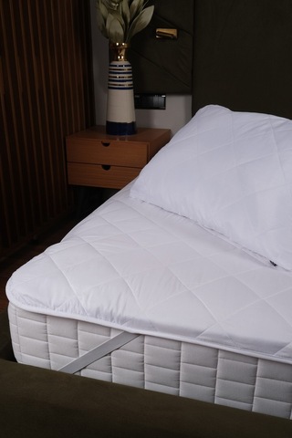 Quito Serisi Tek Kişilik Kapitone Sıvıgeçirmez Yatak Koruyucu Alez 90x190cm Beyaz