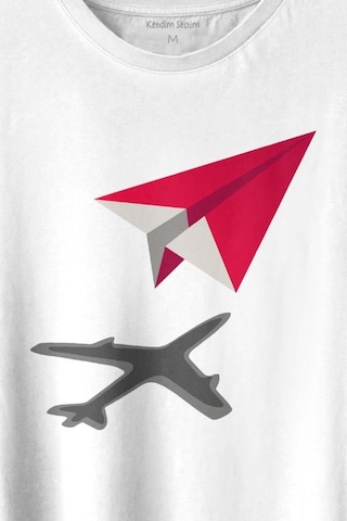 Kağıt Uçak Hayaller Hayatlar Fly Pilot Baskılı Tişört Unisex T-shirt 001