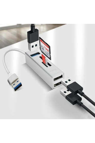 Apera BN07 Notebook ve PC İçin 5 in 1 Alüminyum USB 5GBPS 3.0 Çokoklayıcı Hafıza Kartı Okuyucu