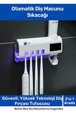 Pratik Usb Şarjlı ve Güneş Enerjili Otomatik Diş Macunu Sıkacağı 4 Adet Diş Fırçalığı Tutucu Diğer
