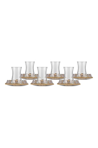 Karaca  Leopar Kare 12 Parça Çay Seti