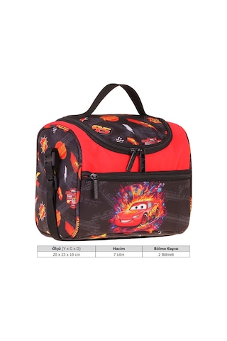 Kaukko Kids Erkek Çocuk Yarış Arabası Baskılı Isı Yalıtımlı Okul Beslenme Çantası Kırmızı - Siyah - L5400
