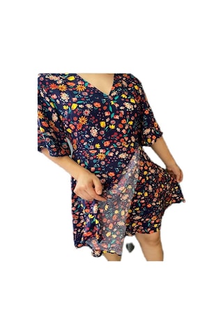 Eylül Moda Kadın Lacivert Çiçek Desenli Elbise