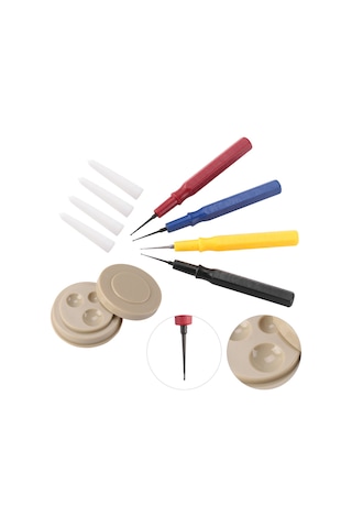 Moveevo Saat Tamiri Yağlama Seti: Dayanıklı Plastik Yağ Kasesi + 4 Farklı Boyutlu Çok İnce, İnce, Orta, Büyük Koruyucu Kapaçlı Yağ Kalemi - Saatçiler İçin Profesyonel Araç