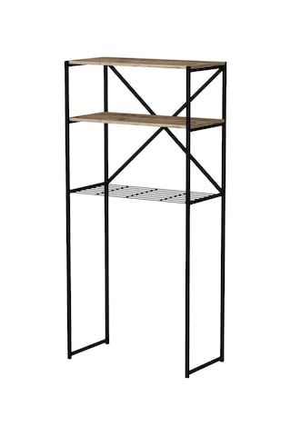 Nr Çamaşır Makinesi Üstü Dikey 2 Raflı Düzenleyici Siyah Metal Siyah