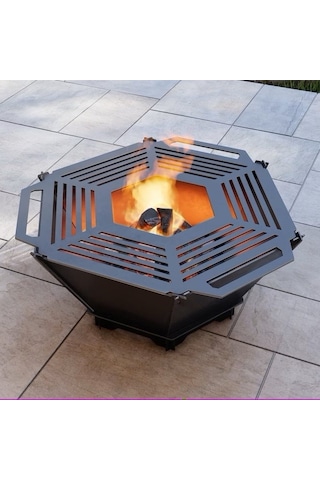 Altıgen Ateş Çukuru Ve Portatif Mangal Desenli Dekoratif