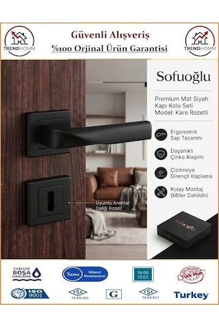 Sofuoğlu Noyan Rozetli Kapı Kolu - Mat Siyah - Oda