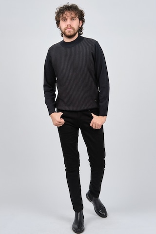 Çizgi Triko Erkek Yarım Balıkçı Çizgi Desenli Kazak 42564234 Laci Lacivert