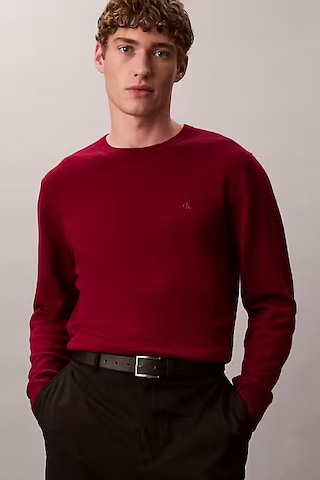 Erkek Regular Fit Merinos Yünü Triko Kazak - Bordo Beet Red