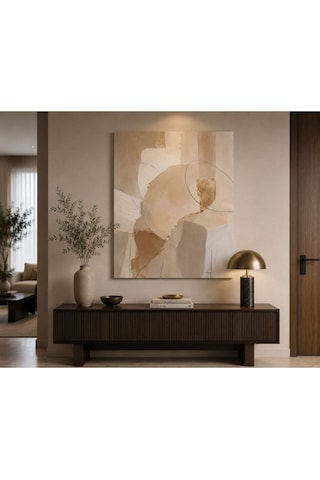 Bej Harmony Soyut Modern Kanvas Tablo Minimal Dokulu Tasarım Nötr Tonlu Dekoratif Duvar Tablosu Salon Yatak Odası Dresuar Üstü Uyumlu Duvar Dekoru