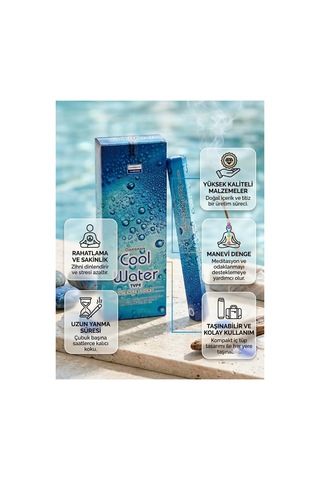 Darshan Cool Water Çubuk Tütsü 20 Adet Çubuk - Okyanus Ferahlığı Ortam Kokusu