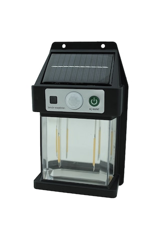 10w Solar / Güneş Enerjili Sensörlü Led Aplik 3200k - Sarı Işık