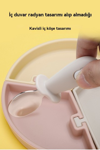 Jianfan Bölmeli Silikon Mama Tabağı Ve Birleşebilir Kase Bebek Beslenme Seti Mavi Kayı Diğer